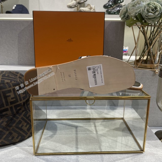 Hermes愛馬仕2022早春新款拼接工藝純手工鞋頂級愛馬仕拖鞋 dx3389